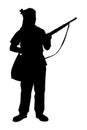 Asian animal hunter with his gun silhouette vector