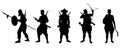 Siam warrior troops silhouette vector on white