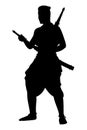 Siam female warrior silhouette, vector on white