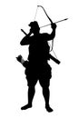 Siam warrior archer silhouette vector on white