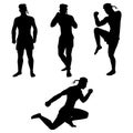 MobileSet of Thai boxing man  silhouette vector on white background Royalty Free Stock Photo