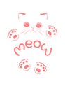 Cute vector pink cat kitty silhouette
