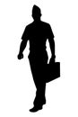 Military cadet silhouette vector on white