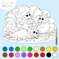 Coloring game for children. Lovely animals. Coloring game for children. Lovely animals.