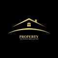 Gold house outline icon. Can be used for realty estate apartments residential properties or hotel logos. vector eps 10