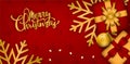 Christmas banner Christmas background design with the red gold gift box and golden Christmas balls and snowflakes Red Christmas po