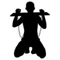 Male slave or prison silhouette vector on white Royalty Free Stock Photo