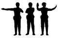Set of Thailand traffic policeman silhouette vector Royalty Free Stock Photo