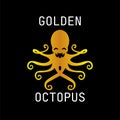 Golden octopus vector template union symbol for logos and icons
