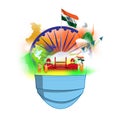 Vector Indian Patriotic concept banner with abstract tricolor background. Royalty Free Stock Photo