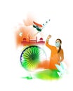 Vector Indian Patriotic concept banner with abstract tricolor background.