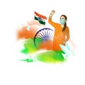 Vector Indian Patriotic concept banner with abstract tricolor background.