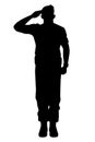 Saluting soldier silhouette vector Royalty Free Stock Photo