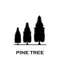 Black fir tree icon silhouette and vector logo. Flat insulated elements. Nature signs and symbols. Christmas tree. simple eps 10