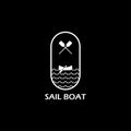 Black and white icon symbol sailboat logo simple vector illustration Royalty Free Stock Photo