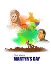 Vector illustration of Indian Martyrs` Day concept banner.