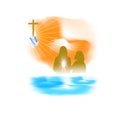 Vector illustration concept of Baptism of Jesus Christ. Royalty Free Stock Photo