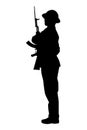 Vietcong soldier with rifle gun in Vietnam war silhouette vector