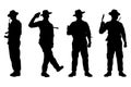 Set of Kurkha soldier with weapon silhouette vector Royalty Free Stock Photo