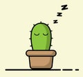 The sleeping cactus. Illustration of a tree. Vector. Graph.The tree that grows on the earth.