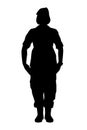 Female soldier silhouette vector