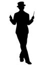 Male magician silhouette vector Royalty Free Stock Photo