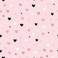 Seamless pattern Valentines day background with pink and black