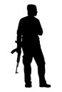 Terrorist with weapon silhouette vector Royalty Free Stock Photo