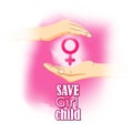 Vector illustration concept of Save Girl Child poster. Royalty Free Stock Photo