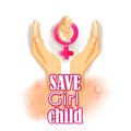 Vector illustration concept of Save Girl Child poster. Royalty Free Stock Photo