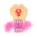 Vector illustration concept of Save Girl Child poster. Royalty Free Stock Photo