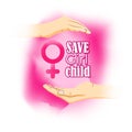 Vector illustration concept of Save Girl Child poster. Royalty Free Stock Photo
