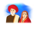 Vector illustration portrait concept of Jyotirao Phule and Savitribai Phule. Royalty Free Stock Photo