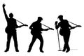 Set of musician with guitar in concert silhouette vector Royalty Free Stock Photo