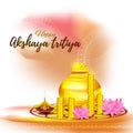 Vector illustration concept of Happy Akshaya Tritiya greeting.