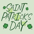 Vector illustration of St Patrick`s day. Green hat and Leprechaun clover design element with green wish lettering. for background, Royalty Free Stock Photo