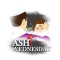 Vector illustration concept of Ash Wednesday background. Royalty Free Stock Photo
