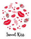 Design Love Cards Collection. Valentine`s Day kiss candy