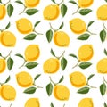 Beautiful seamless vector pattern with lemons and leaves. Abstract texture. Perfect for wallpapers, web page backgrounds Royalty Free Stock Photo