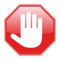 Illustration of a red octagonal stop sign for prohibited activities on a white background