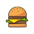 Hamburger in drawing style isolated vector Royalty Free Stock Photo