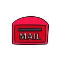 Mail box in drawing style isolated vector. Royalty Free Stock Photo
