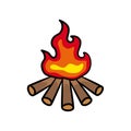 Bonfire in drawing style isolated vector. Royalty Free Stock Photo