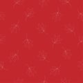 Seamless pattern with white liner maple leaves on the red background.