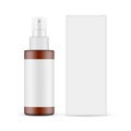 Plastic Frosted Amber Spray Bottle with Blank Label, Paper Box Front View