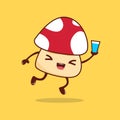 Cute cartoon mushrooms drink vector illustration