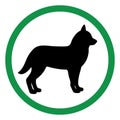 Illustration of allowed walking dogs in a green circle