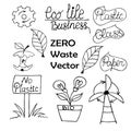 Big set of vector doodles with zero waste. Ecostyle. Save energy. Royalty Free Stock Photo