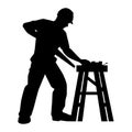 Construction worker with saw silhouette vector Royalty Free Stock Photo