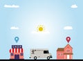 Vector illustration, delivery service, delivering goods by car from shop to location, perfect for business, National Postal Worker